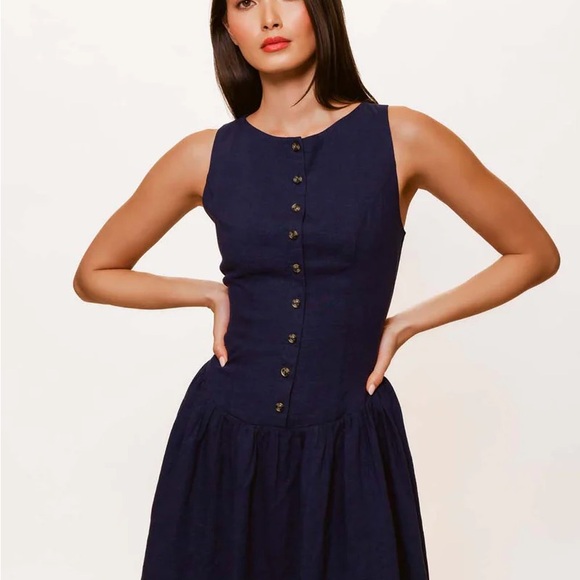 Hutch Dresses & Skirts - NWT Hutch Roma Linen-Blend Mini Dress in Navy